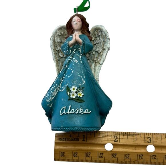 Alaska Angel Christmas Ornament Hand Painted Highlights Forget Me Not Flowers - Picture 14 of 14